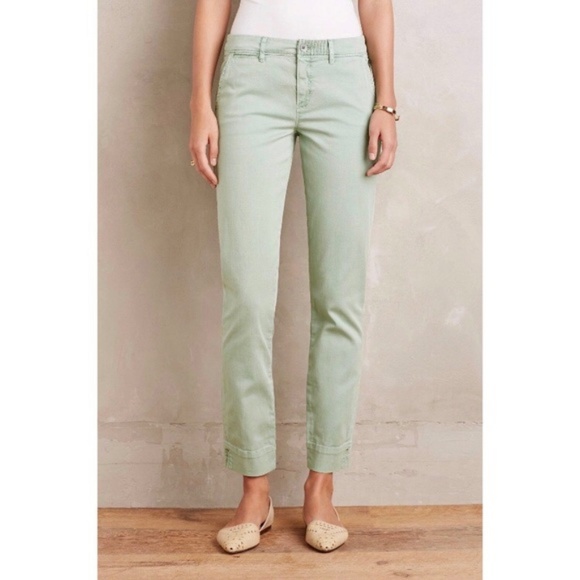 Anthropologie Pants - Chino by Anthropologie | celery green slim chinos